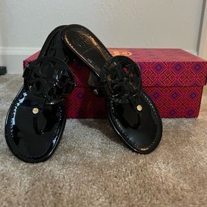 Tory Burch Patent Black Leather Sandals